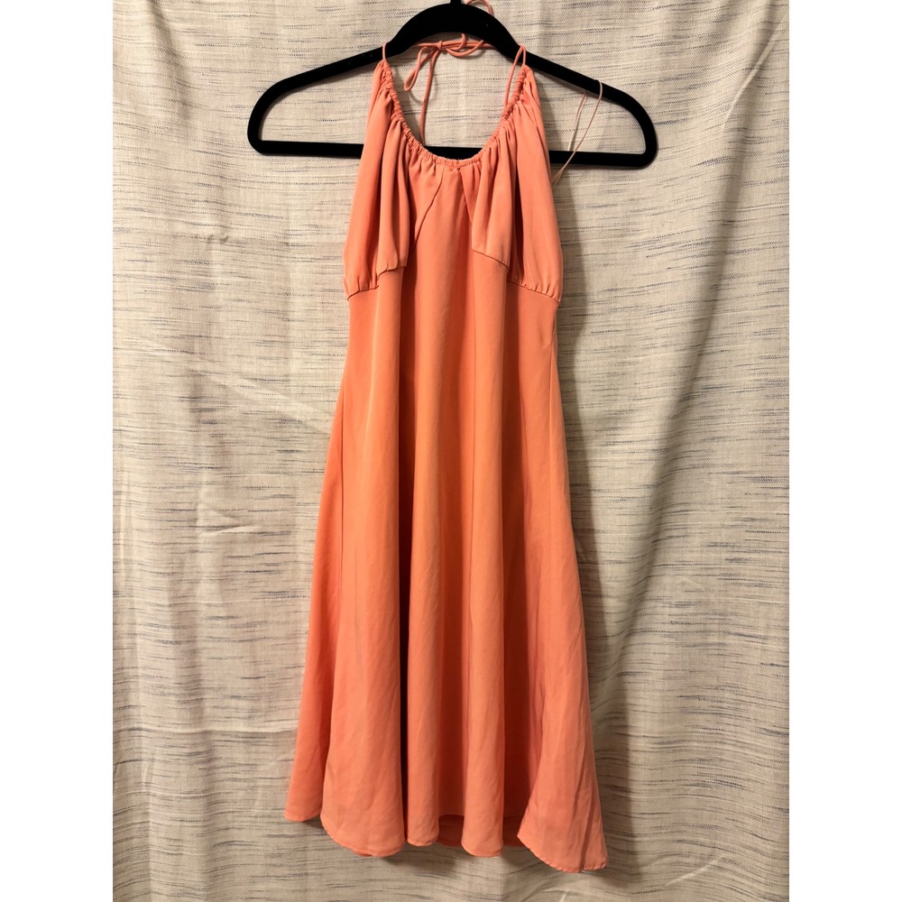 Abercrombie & Fitch Coral Peach Halter Mini Dress Cowl Back Medium Tall MT